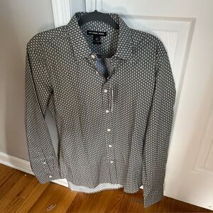 Michael Kors Logo Pattern Button-Down Shirt – Size Medium MSRP $98